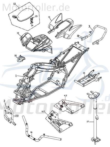 Lenker mitte Adly ATV 50 II Utility XXL AC Quad 50ccm 2Takt Motorroller.de Lenkung Lenkstange Lenkwelle Lenk-Stange Zweiradlenker Rollerlenker UTV