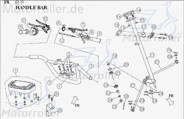 PGO Lichtschalter links X-RIDER 150 Knopf Quad 150ccm 4Takt Motorroller.de Ausschalter Einschalter Scheinwerferschalter Licht-Schalter 250ccm-4Takt