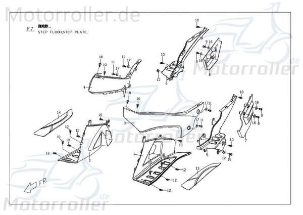 PGO Fußbrett rechts G-Max M262D0026500 Motorroller.de Fußtritt Bodenbrett Trittbrett Fußablage Scooter