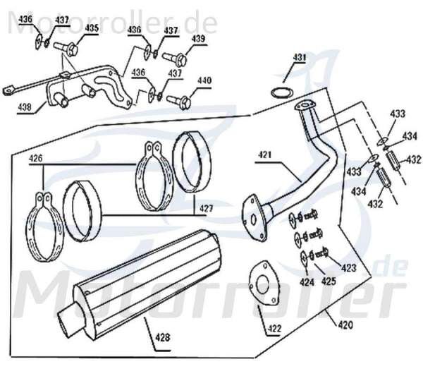 Kreidler Florett 2.0 City 50 Halter Auspuff 740900 Motoroller.de Befestigung Halterung Auspuffanlage Abgasanlage