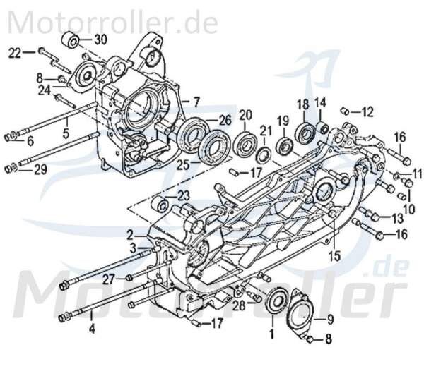 Kreidler Insignio 125 2.0 Kurbelgehäuse 125ccm 4Takt 750049 Motorroller.de links Motorgehäuse Motorblock 125ccm-4Takt Scooter Qingqi Ersatzteil