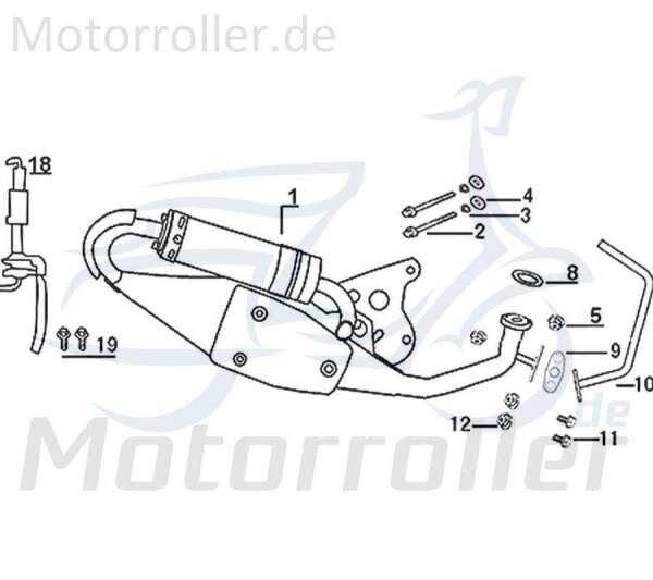 Jonway Florett 2.0 50 City Auspuff Roller 50ccm 2Takt 741616 Motorroller.de Endschalldämpfer Auspuffanlage Endtopf Auspuff-Anlage Auspufftopf Scooter