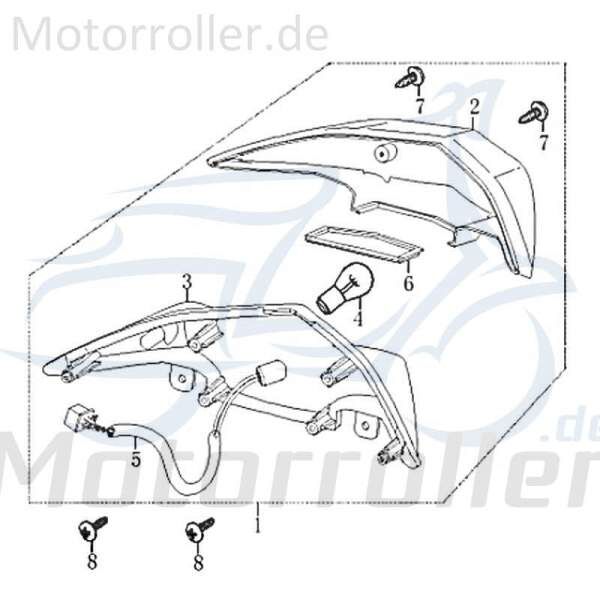 Heckleuchte Jonway RMC-G 50 Schlusslicht Hecklicht 83634 Motorroller.de kompl. 50ccm-2Takt Scooter Kreidler Florett 125G Moped Ersatzteil Service