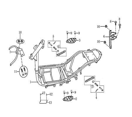 Rex E-Rex Rahmen Gestell Fahrgestell 50ccm elektro 1030201-3 Motorroller.de Metallrahmen Rahmenteil Grundgerüst Fahrzeugrahmen Fahrzeuggestell Service