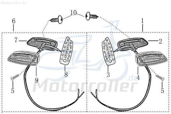 LED-Blinker vorn links Jonway Galactica 2.0 RC 50 706620 Motorroller.de Leuchtdiode Kaltlicht Lichtdiode 50ccm-2Takt Scooter Galactica 2.0 Electro