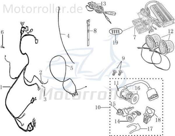 Kabelbaum Kreidler Galactica 50 Stromverteiler 1070801-1 Motorroller.de Kabelsatz Strom-Verteiler Kabel-Set Kabelbündel Kabel-SatzKabelbaumverteiler