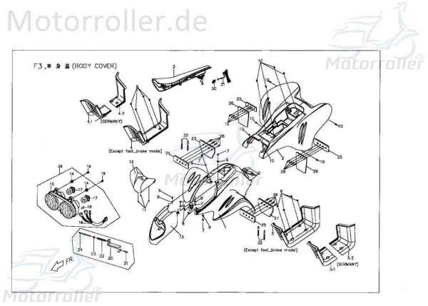 PGO X-RIDER 50 Frontverkleidung ATV 110ccm 2Takt X06255002G0 Motorroller.de gelb Frontschürze Frontmaske Front-Cover Lenkerverkleidung Front-Schürze