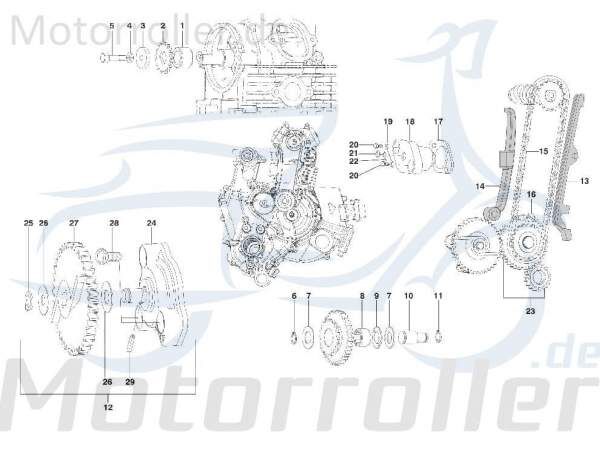 Kreidler STAR Deluxe 4S 125 Zahnradsatz 125ccm 4Takt SF514-1609 Motorroller.de Steuerkettenantrieb 125ccm-4Takt Scooter LML Ersatzteil Service