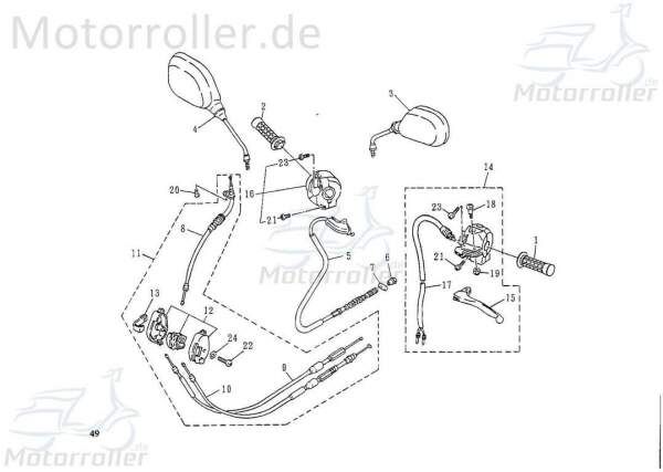 SMC Extra 50 Off Road Griffgummi 50ccm 2Takt 46240-NHF-00 Motorroller.de links Handgriff Haltegriff Drehgriff Lenker-Griff Halte-Griff Griff-Gummi