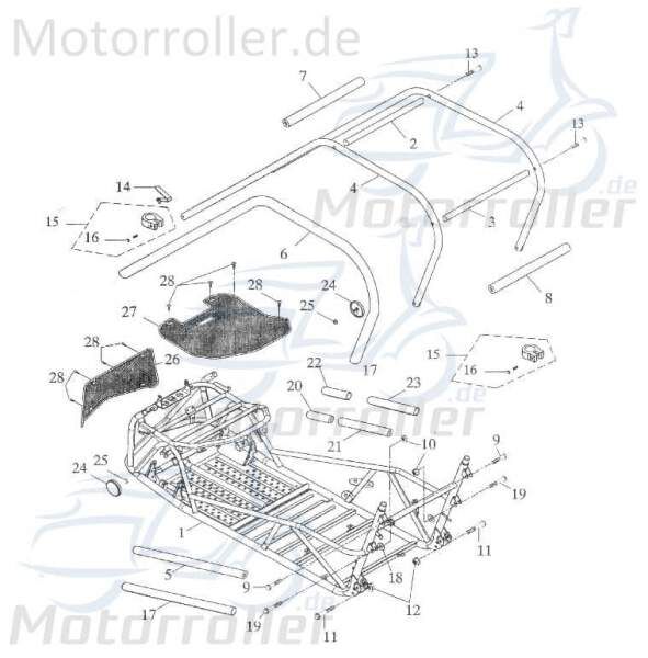 Adly Querstrebe hinten GK 125 Verbindungsstrebe 125ccm 4Takt Motorroller.de Haltestrebe 125ccm-4Takt Buggy Ersatzteil Service Inpektion Direktimport