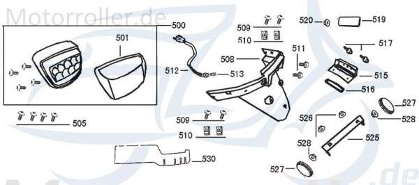 Rücklicht Roller 50ccm 4Takt 33700-ALA6-9000-S Motorroller.de Rückstrahler Rück-Leuchte Rückleuchteneinheit Rückleuchten-Einheit Scooter