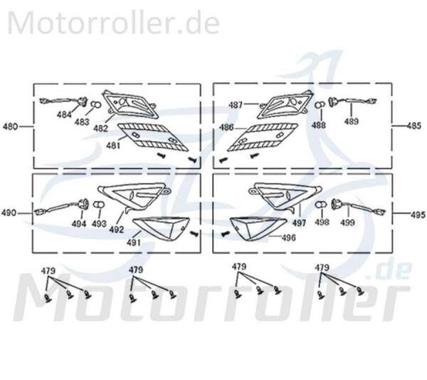 ZNEN Blinkleuchte vorn links ZNEN komplett 33450-F22-9000 Motorroller.de Blinklicht vorne rechts 50ccm-2Takt Scooter Florett 2.0 50 City Moped