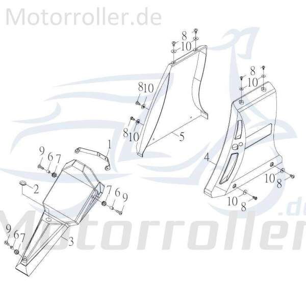 Kreidler F-Kart 170 Heckverkleidung 100ccm 4Takt 51172-FKO-0007 Motorroller.de Seitenteil Seitenverkleidung Seitenabdeckung Heckabdeckung links