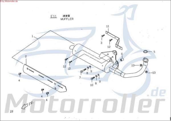 PGO Sechskantschraube M8x38mm Big Max 50 Halter 50ccm 2Takt Motorroller.de Befestigung Halterung Flachkopfschraube Sechskant-Schraube Bundschraube