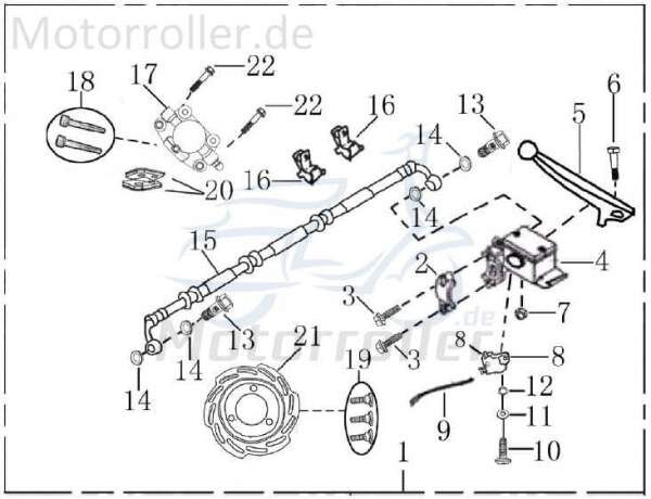 Bremsschlauch Jonway Galactica 2.0 RC 50 Bremsleitung 702787 Motorroller.de Hydraulikschlauch Hydraulik-Schlauch Hochdruckleitung Hydraulikleitung