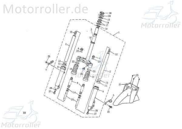 SMC Kontra B 50 Stopfen Gabelrohr innen 50ccm 2Takt 42154-NAF-00 Motorroller.de Kontra B 50 50kmh Extra 50 S 50kmh Mokick Ersatzteil Service Inpektion