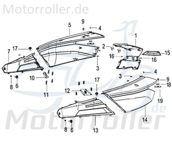 Kreidler Insignio 125 2.0 Heckverkleidung 125ccm 4Takt 65605N12WC00 Motorroller.de Seitenteil Seitenverkleidung Seitenabdeckung Heckabdeckung links