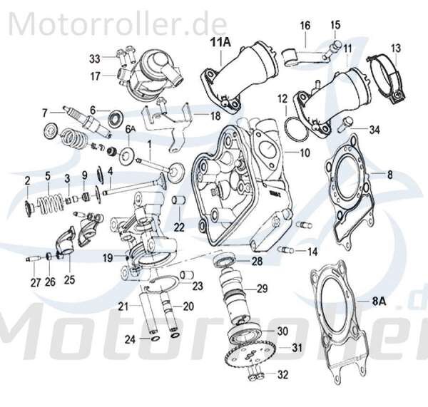 Keeway Outlook 125 Zylinderkopf 125ccm 4Takt 109053000000 Motorroller.de Zylinder-Kopf Zylinder-Deckel Zylinderdeckel Zylinder-Head Zylinder-Heads