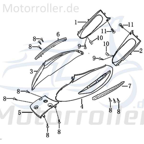 Kreidler Hiker 2.0 50 DD Heckverkleidung Heckschürze mitt silber 706810 Motorroller.de Heckabdeckung Heck-Verkleidung Heckspoiler