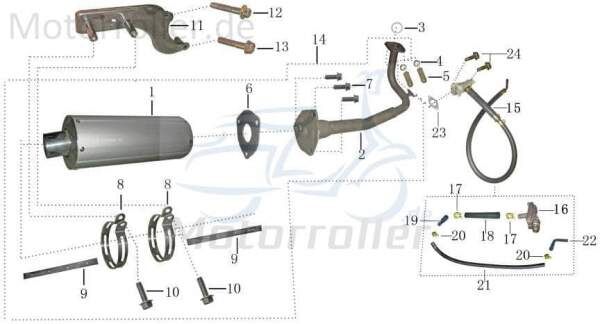 AGM Fighter 50 One Auspuff Endtopf 50ccm 2Takt 1100301-3 Motorroller.de Endschalldämpfer Auspuffanlage Auspuff-Anlage Auspufftopf Auspuffendtopf