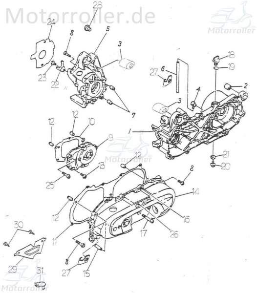 Adly Variomatikdeckel links außen JET 50 Roller 50ccm 2Takt Motorroller.de Getriebegehäusedeckel Variodeckel Seitendeckel Getriebedeckel Scooter