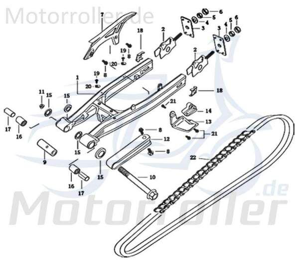 Kreidler Supermoto 50 DD Hinterradschwinge 733174 Motorroller.de Radaufhängung hinten Motorrad