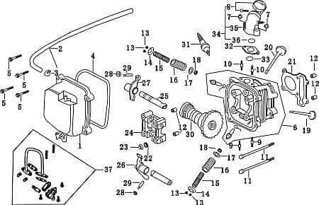 Sekundär Luftsystem Zylinderkopf Motorroller 86128