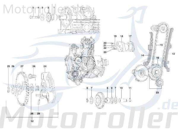 Kreidler STAR Deluxe 4S 125 Achse 125ccm 4Takt SF514-0120 Motorroller.de Bolzen Zapfen Gewindestift Gewindebolzen Stehbolzen Stiftschraube Scooter LML