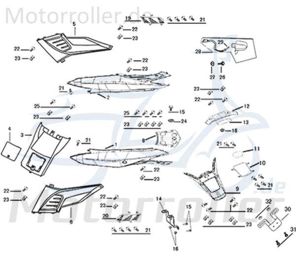 Kreidler Galactica 3.0 RS 50 Heckverkleidung links gelb 741601 Motorroller.de Heckabdeckung Seitenverkleidung Seitenabdeckung Seitenteil