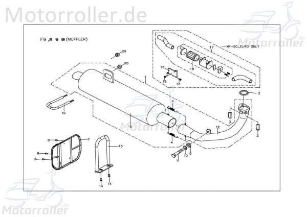 PGO X-RIDER 50 Auspuffrohr vorn XL-Rider 50 Ab 2006 Quad ATV 50ccm 2Takt X1281102000 Motorroller.de 50ccm-2Takt Auspuffanlage Auspufftopf UTV Service