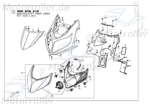 PGO Innenverkleidung vorne schwarz G-Max Roller M26230026500 Motorroller.de Lenkerverkleidung Abdeckung Fußraum