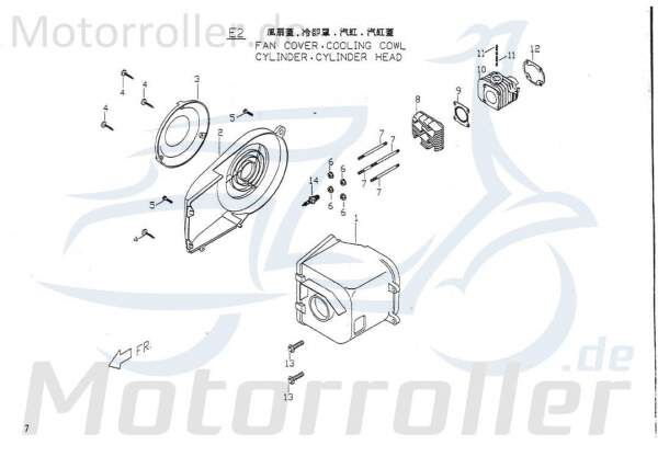 PGO Zylinderkopf 50ccm-2Takt TR3 50 Mofa Zylinder-Kopf P1065010000 Motorroller.de Zylinder-Deckel Zylinderdeckel Zylinder-Head Zylinder-Heads Service