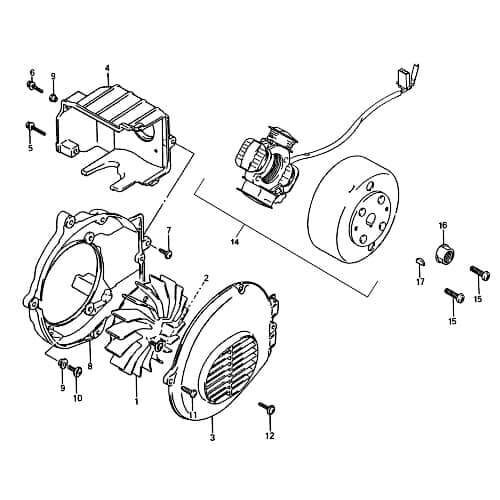 Rex RS250 Lichtmaschine Stator Roller 50ccm 2Takt 87520 Motorroller.de Ankerplatte Anker-Platte Stromerzeuger Strom-Generator Kreidler Florett RMC-F