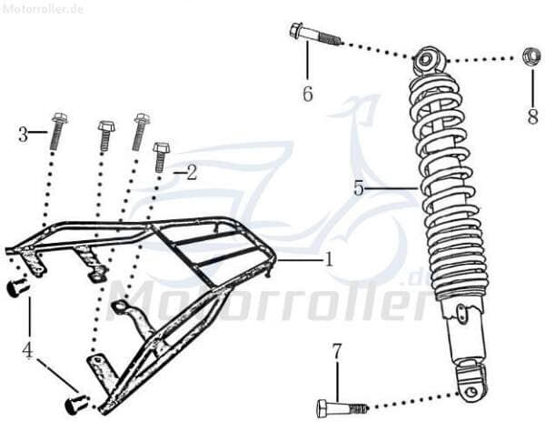 Rex Monaco 125 Gepäckbrücke Gepäckbügel 50ccm 4Takt 706684 Motorroller.de Gepäckträgerhalter 50ccm-4Takt Scooter REXY 25-50 Ersatzteil Service