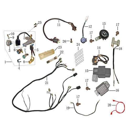 Massekabel Minus schwarz Jonway Galactica 2.0 RC 50 1070807-1 Motorroller.de Erdungskabel Minuskabel Minus-Kabel Batterie-Kabel Scooter Moped Service