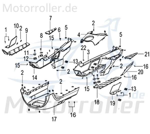 Kreidler Insignio 125 2.0 Abdeckung 125ccm 4Takt 65406N12WC00 Motorroller.de Kappe Deckel Schutz Verkleidung Platte Cover Blende Schutzhaube Scooter