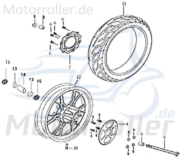 Buchse Hinterrad rechts Kreidler DICE SM 50 LC Hülse 733182 Motorroller.de Distanzhülse Lagerbuchse Distanz-Hülse Distanzbuchse Passhülse Passbuchse