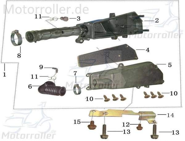 Halter Luftfilter Jonway Imola 50 Race/Urban Roller 1030315-1 Motorroller.de Halterung Haltebügel Halteblech Halte-Blech Halte-Bügel 50ccm-4Takt Moped