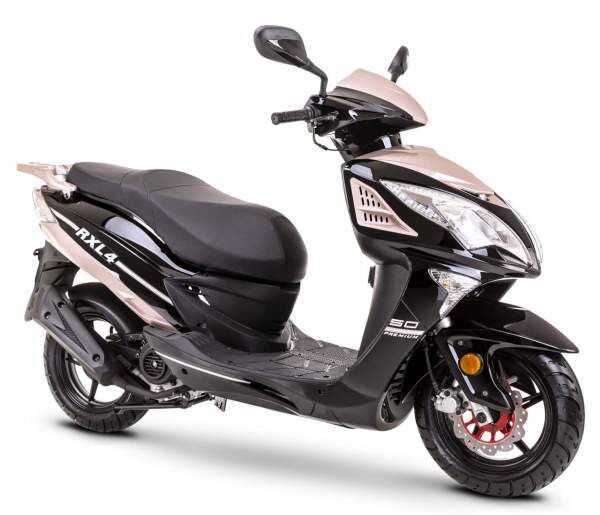 Motorroller Fighter 50 Sport RXL-R schwarz-silber 45 km/h Euro 5 Scooter Mokick Roller