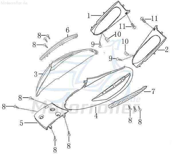 Rex E-Rex Heckverkleidung Heckschürze 50ccm elektro 706949 Motorroller.de Seitenteil Seitenverkleidung Seitenabdeckung Heckabdeckung Heck-Verkleidung