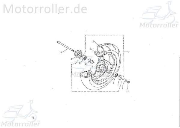 Distanzbuchse 10x17x20mm links Rex RS450 Hülse 50ccm 4Takt Motorroller.de Distanzhülse Distanzring Distanz-Hülse Passhülse Passbuchse 50ccm 2Takt