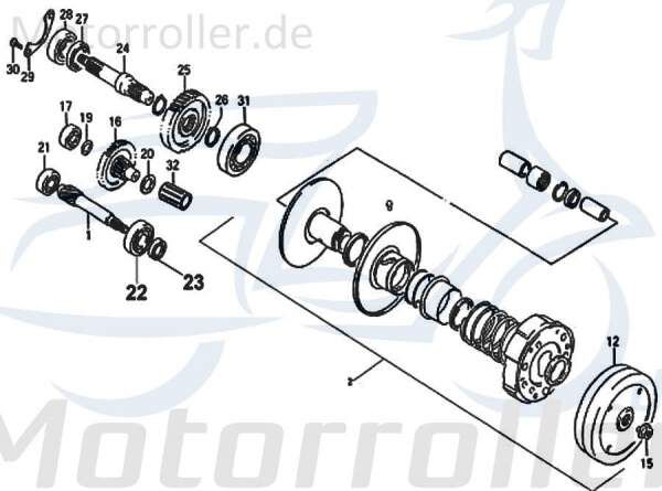 Rex RS250 Vorgelegewelle Antriebswelle 50ccm 2Takt 87459 Motorroller.de Getriebewelle 50ccm-2Takt Scooter Jonway RMC-G 50 Ersatzteil Service