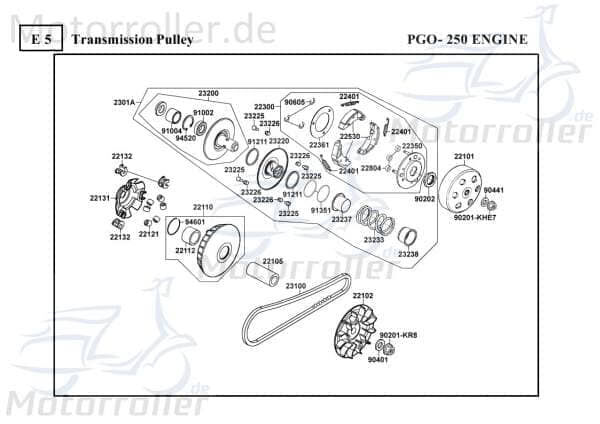 PGO Bugrider 250 Feder Variomatik Variomatikfeder Buggy 250ccm 4Takt 23233-KHE7-900.0 Motorroller.de PGO 50ccm-2Takt Ersatzteil Service Inpektion