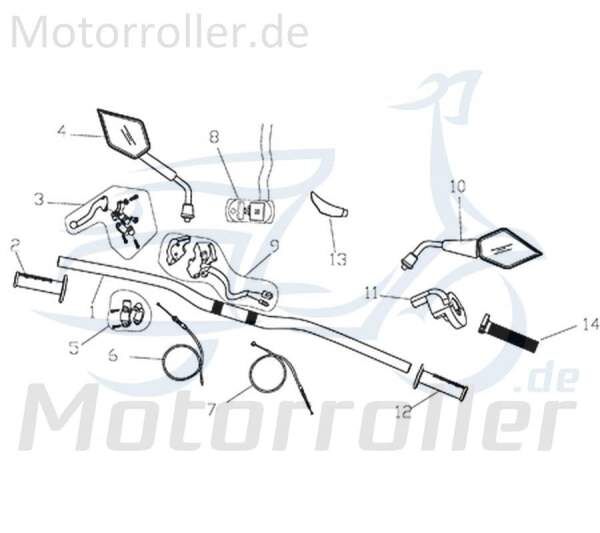 Rex Supermoto 125 DD Rückspiegel rechts 125ccm 4Takt 730924 Motorroller.de Seitenspiegel Rück-Spiegel 125ccm-4Takt Motorrad Kreidler Moped Ersatzteil