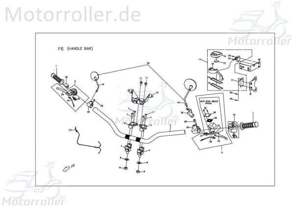 PGO Lenkerhalter unten schwarz X3-250 Abdeckung Deckel Cover X0612010000 Motorroller.de Frontverkleidung Frontschürze Frontmaske Lenkerabdeckung Quad