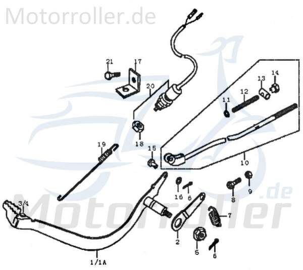 Rex Enduro 125 DD Fußbremshebel Motorrad 125ccm 4Takt 89589 Motorroller.de Bremspedal Brems-Hebel Brems-Pedal Bremsnockenhebel Fußbremspedal Moped