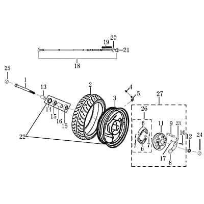 Bremszug komplett für Vorderrad Seilzug 701678