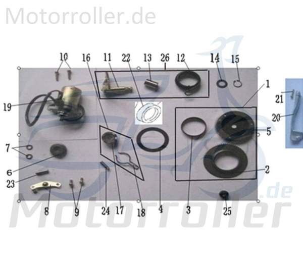 Kickstarterradwelle Jonway Florett 2.0 50 City Scooter 741234 Motorroller.de 50ccm-2Takt Florett 2.1 RS 50 Moped Ersatzteil Service Inpektion