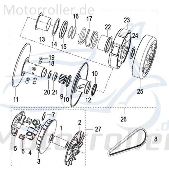 SMC Riemenscheibe Generic Zion 125 Luftrad 4Takt 200033000000 Motorroller.de Keilriemenscheibe Flügelrad Lüfterrad Lauf-Rad Keilriemen-Scheibe Mokick