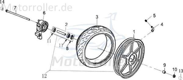 Vorderachse M12x250 Matt verchromt Jonway 9051612250-5